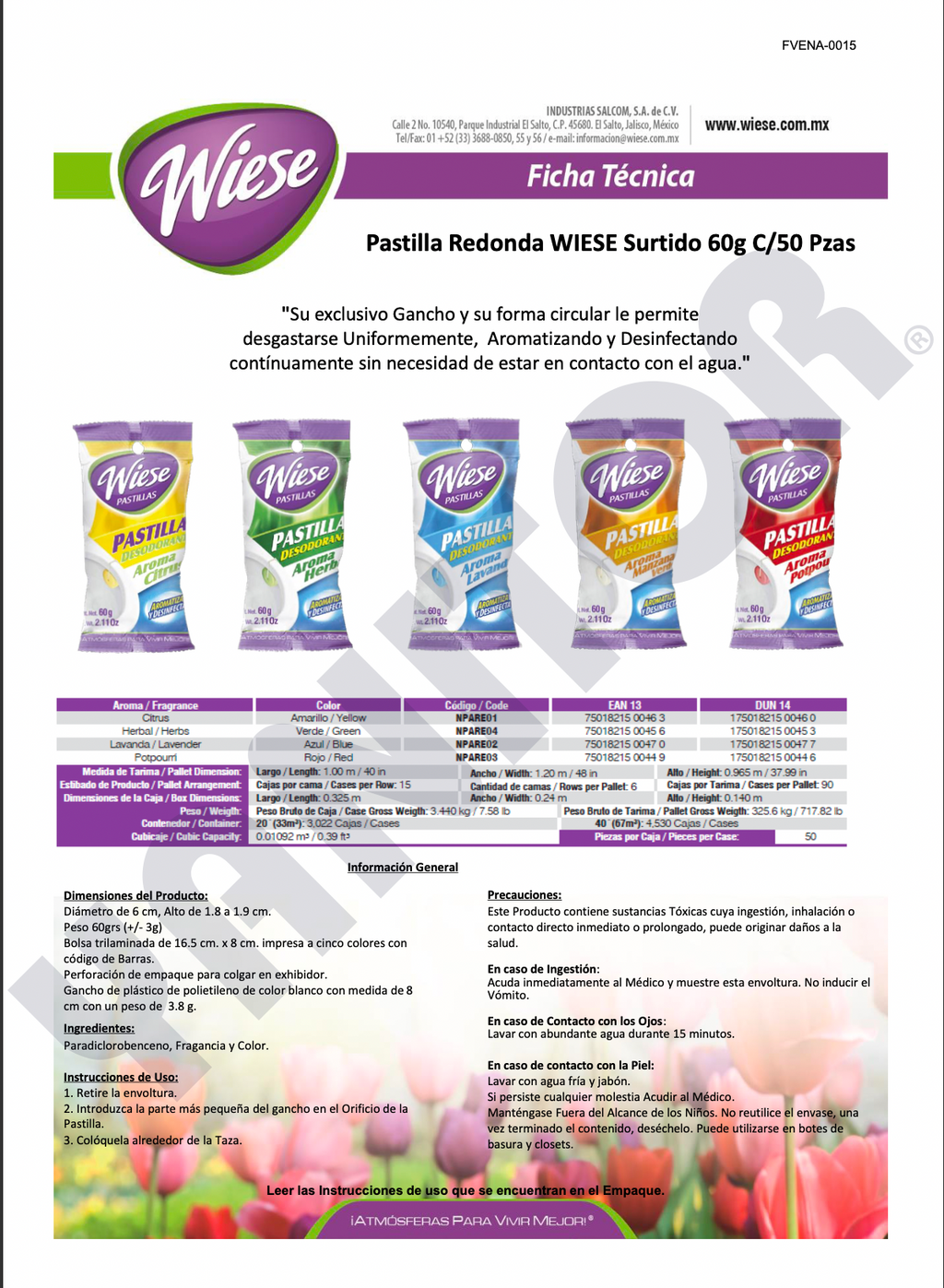 PASTILLA  REDONDA WEISE SURTIDO 60G C/50 PZAS